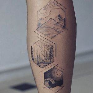 𝙄𝙂: 𝙣𝙖𝙩𝙚_𝙩𝙝𝙖𝙞𝙡𝙖𝙣𝙙 🌿 Fineline geometric nature tattoo - Baan Khagee Tattoo Chiang Mai, Thailand at Baan Khagee Tattoo in Chiang Mai