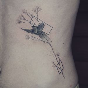 𝙄𝙂: 𝙣𝙖𝙩𝙚_𝙩𝙝𝙖𝙞𝙡𝙖𝙣𝙙 🌿 Owl tattoo with fineline branches - Baan Khagee Tattoo Chiang Mai, Thailand at Baan Khagee Tattoo in Chiang Mai