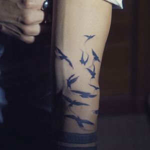 𝙄𝙂: 𝙣𝙖𝙩𝙚_𝙩𝙝𝙖𝙞𝙡𝙖𝙣𝙙 🌿 Black birds tattoo - Baan Khagee Tattoo Chiang Mai, Thailand at Baan Khagee Tattoo in Chiang Mai
