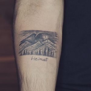 𝙄𝙂: 𝙣𝙖𝙩𝙚_𝙩𝙝𝙖𝙞𝙡𝙖𝙣𝙙 🌿 Minimal mountains and night sky tattoo at Baan Khagee Tattoo Chiang Mai, Thailand at Baan Khagee Tattoo in Chiang Mai