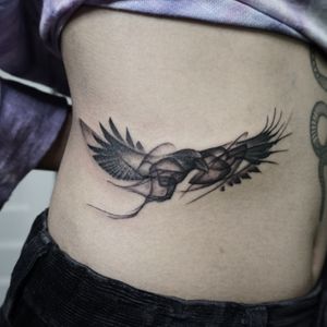 𝙄𝙂: 𝙣𝙖𝙩𝙚_𝙩𝙝𝙖𝙞𝙡𝙖𝙣𝙙 🌿 Ethereal raven tattoo at Baan Khagee Tattoo Chiang Mai, Thailand at Baan Khagee Tattoo in Chiang Mai
