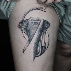 𝙄𝙂: 𝙣𝙖𝙩𝙚_𝙩𝙝𝙖𝙞𝙡𝙖𝙣𝙙 🌿 Ethereal elephant tattoo with dark art at Baan Khagee Tattoo Chiang Mai, Thailand at Baan Khagee Tattoo in Chiang Mai