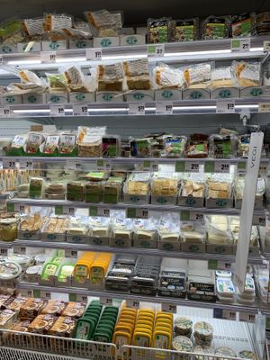 Tofu, vegan cheese spreads, etc. at Maximarket Mercator in Ljubljana