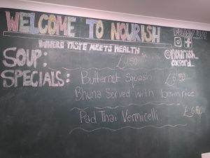Today's menu at Nourish in Oxford