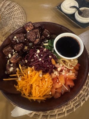 Teriyaki tofu (custom built)   at Malu Poke in Dikwella