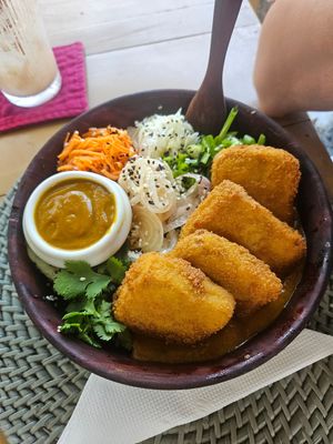 Tofu katsu bowl at Malu Poke in Dikwella
