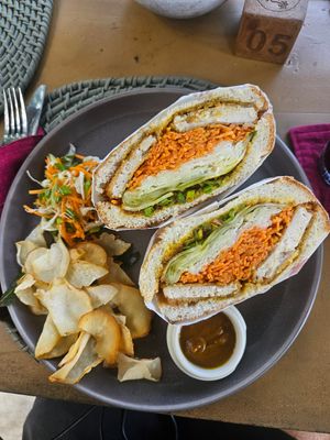Tofu katsu sandwich at Malu Poke in Dikwella