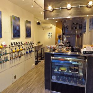 Shop interior at HealthyTOKYO CBD Shop & Cafe - Harajuku in Tokyo