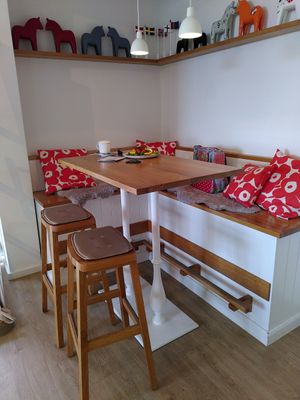 Cosy seating area at Café Lindquist in Boltenhagen