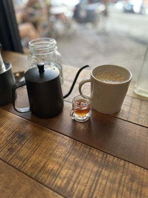Filipino coffee and a vegan cappuccino   at Fresh Bites in Coron