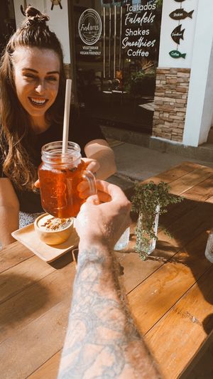Freshly brewed Hibiscus-Lychee iced tea at Fresh Bites in Coron