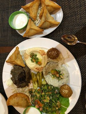 Vegetarian mezze and spinach fattaye. Falafel was tasteless at Hummus House in Phnom Penh