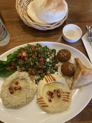 Vegan plate  at Hummus House in Phnom Penh