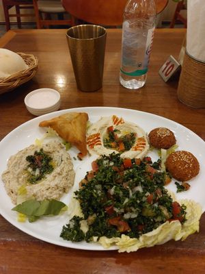Vegan plate at Hummus House in Phnom Penh