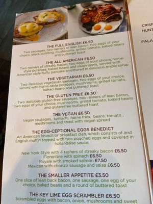 Brunch menu at Key Lime Coffee in Liverpool