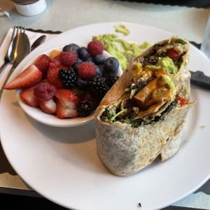 The vegan burrito from their breakfast menu  at The Daily Paper in Hyannis