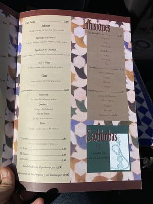 Menu  at La Tetería del Bañuelo in Granada