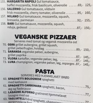 Vegan options and prices as of Saturday 18 March 2023  at Leif's in Copenhagen