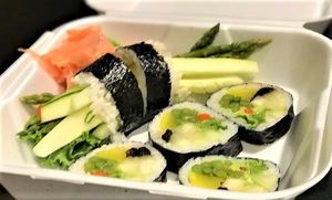Their Vegetable Sushi Roll is colorful, has fresh ingredients and fills you up! at Asia Garden in Jackson