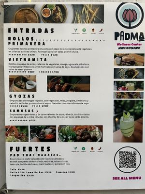 2022 Menu  at Padma in Santa Marta