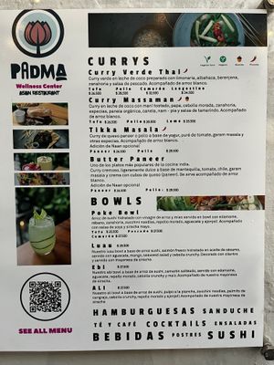 2022 Menu  at Padma in Santa Marta