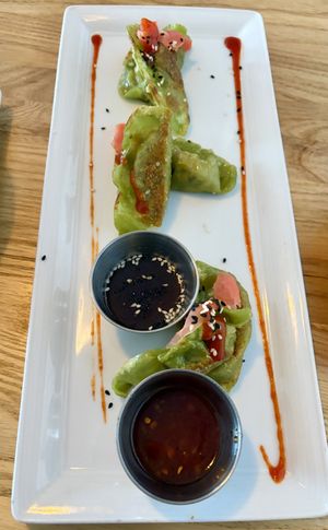 Veggie dumplings (vegan but not marked on menu)  at Spritz City Bistro in Stuart