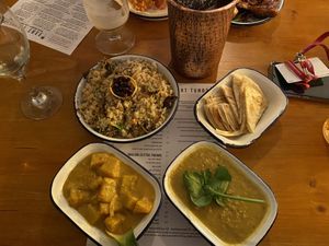 Vegan Fried Rice, Roti, Lentil Dahl, Pineapple curry   at The Coconut Tree in Bournemouth