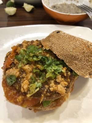 Plant based Chilli crab burger  at The Soup Spoon - AMK in Northeast Singapore