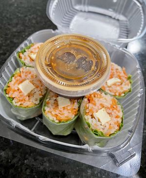 Soft spring rolls with the most delicious hoisin sauce   at Loving Hut - E Southern Ave in Tempe