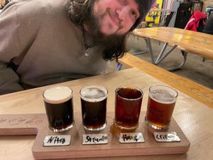 A flight of stouts and sour with NO dairy! See names   at Dead Bird Brewing in Milwaukee