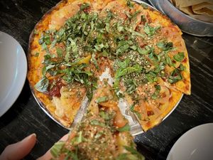 Mediterranean pizza  at Dead Bird Brewing in Milwaukee