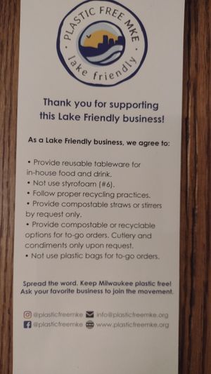 Steps they take to protect the planet. I also noticed garbage bags were compostable! at Dead Bird Brewing in Milwaukee