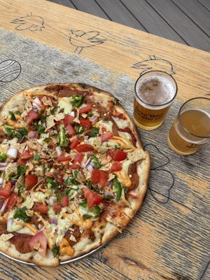 Nacho pizza + mini beers!  at Dead Bird Brewing in Milwaukee
