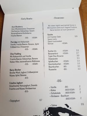 Breakfast menu at Isegrim in Muenster