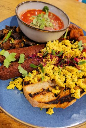 Vegan breakfast. Tasty at The Chakra Lounge in Buxton