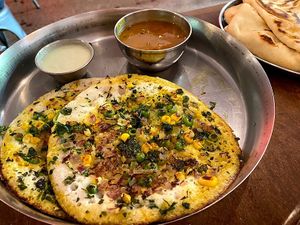 Mixed Vegetable Uttapam at Chai Pani in Asheville
