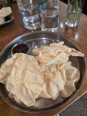 Pappadums at Chai Pani in Asheville