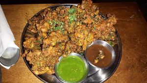 Kale pakoras at Chai Pani in Asheville