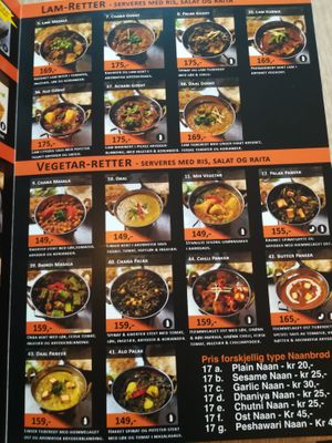 Menu with vegan options at Nora's Kitchen in Stavanger