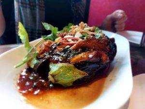 Grilled aubergine at Sen Viet Vegan in East London