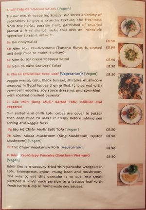Menu 11/2021 at Sen Viet Vegan in East London