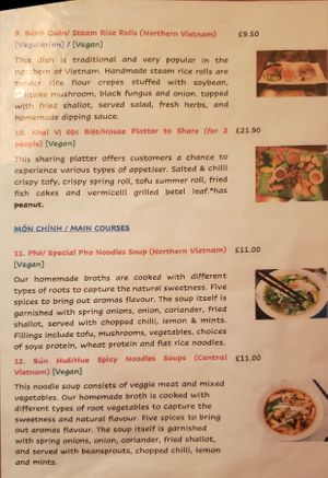 Menu 11/2021 at Sen Viet Vegan in East London