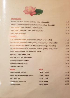 Menu 11/2021 at Sen Viet Vegan in East London