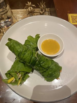Rolls with mustard dipping sauce  at Sen Viet Vegan in East London