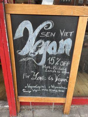 Come for lunch during the week as it’s 15% off baby   at Sen Viet Vegan in East London