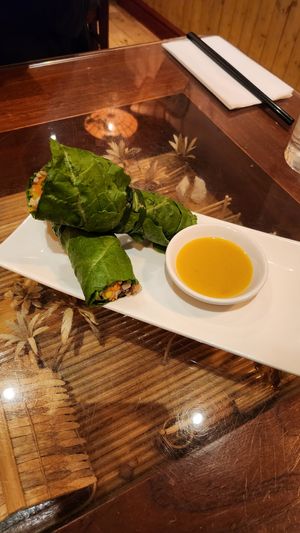 Mustard leaf rolls at Sen Viet Vegan in East London