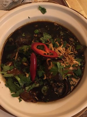 Green bananas and fishy soy (or seitan?) protein   at Sen Viet Vegan in East London