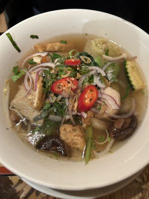 Special Pho noodle soup   at Sen Viet Vegan in East London
