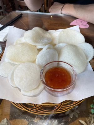 Vegan prawn crackers  at Sen Viet Vegan in East London