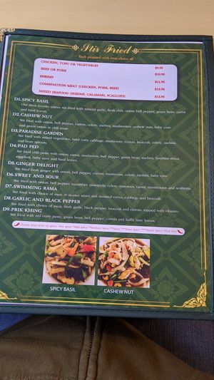 Menu at Jasmine Thai Cuisine in Rome
